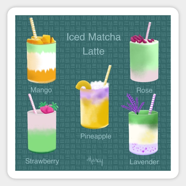 Iced Matcha Latte Sticker by MarcyBrennanArt